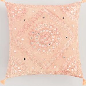 Peach Mirrored embroidered indoor throw pillow
